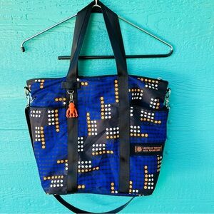 KIPLING LYRIS LIGHTWEIGHT PURPLE POLKA DOTS LARGE TOTE BAG WITH CHARM